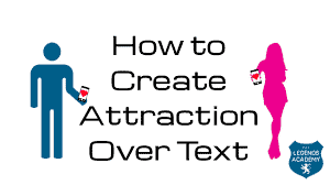 a picture of guy and girl stick figure with words how to attract woman through text