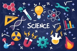 picture of word scienc eand science things surrounding it 