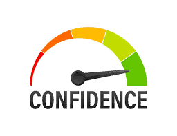 the word confidence with colorful bar