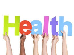 the word health in color