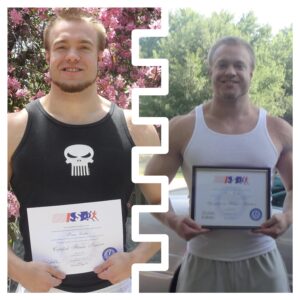 picture of bestpersonaldevelopmentcourses.com's transformation coach holding his issa nutrition specialist and issa fitness trainer certifications 