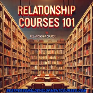 a library with relationship courses 101 at the top, representing a page with top relationship and dating courses and relationship and rating resources